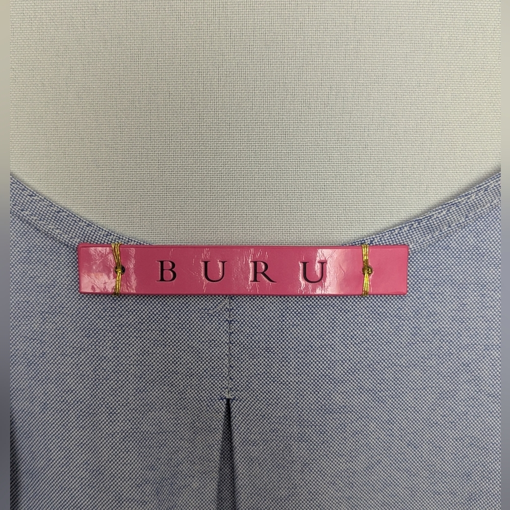 BURU Blue Sleeveless Button-Down Dress Size Medium - Picture 3 of 5